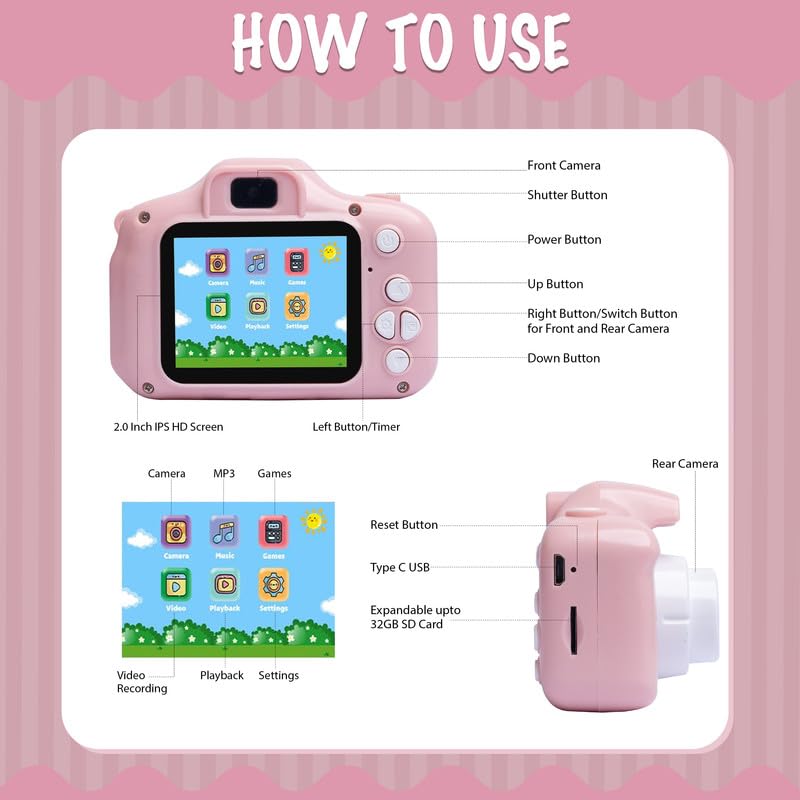 Real Camera, Games & Music in One! - Perfect Gift for Kids