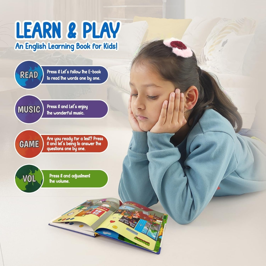 Listen, Learn & Play – Interactive English Book for Kids