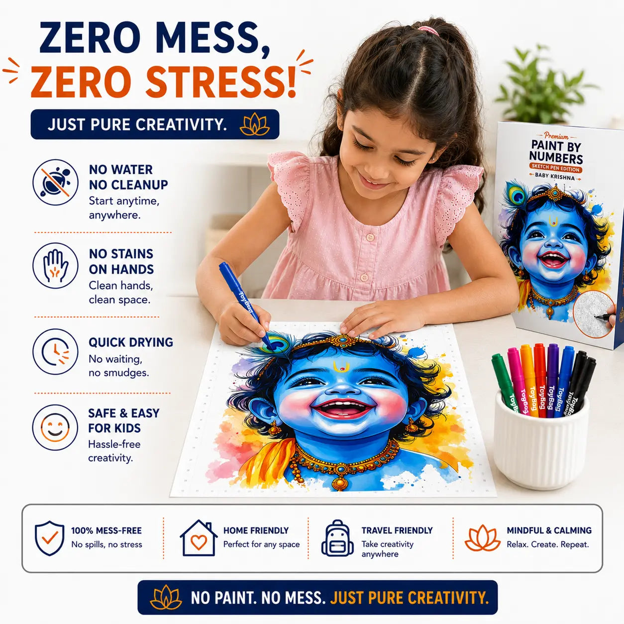 First Palette™ Baby Krishna – Family Paint by Numbers Kit