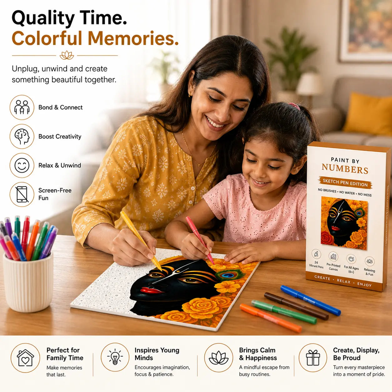 First Palette™ Black Krishna – Family Paint by Numbers Kit