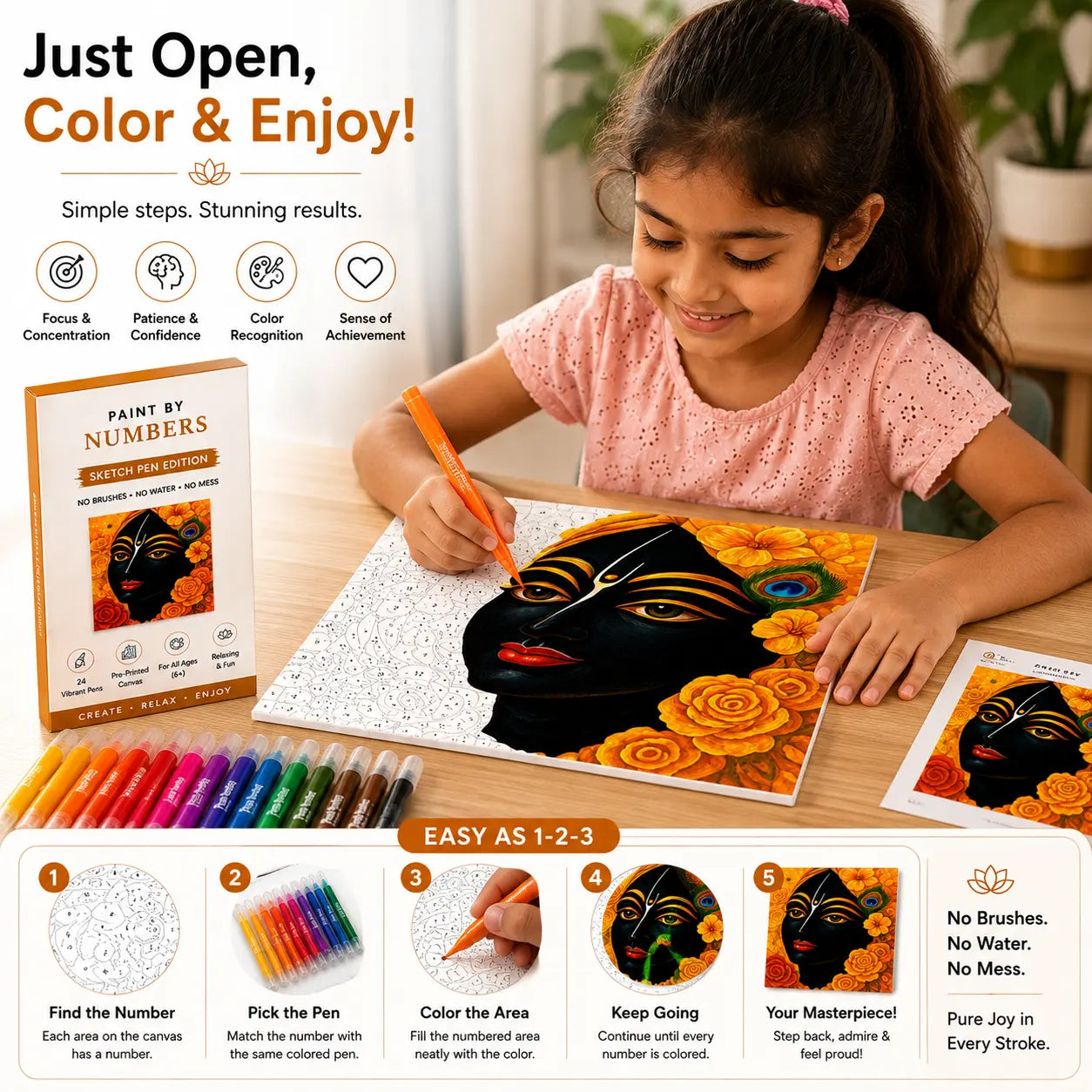 First Palette™ Black Krishna – Family Paint by Numbers Kit