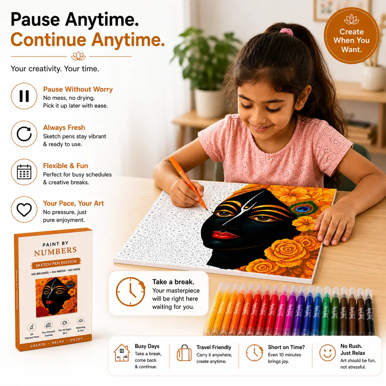 First Palette™ Black Krishna – Family Paint by Numbers Kit