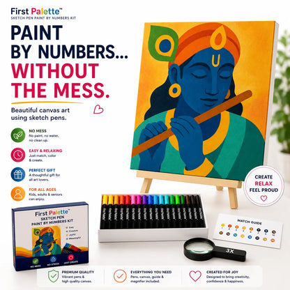First Palette™ Flute Krishna – Family Paint by Numbers Kit
