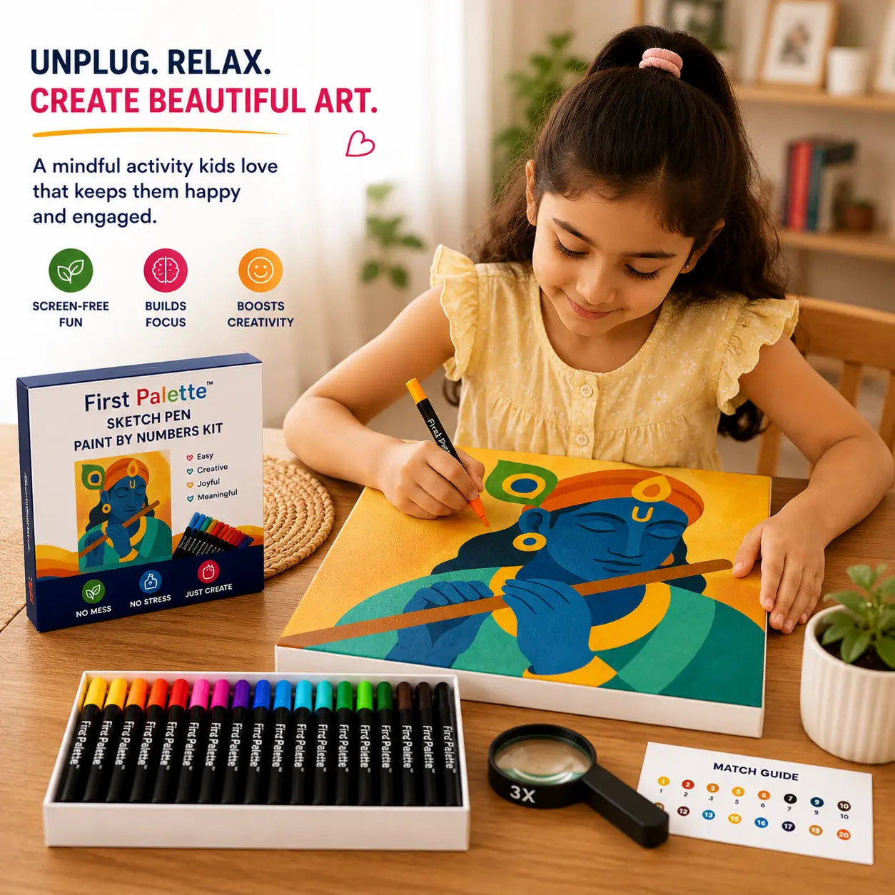First Palette™ Flute Krishna – Family Paint by Numbers Kit