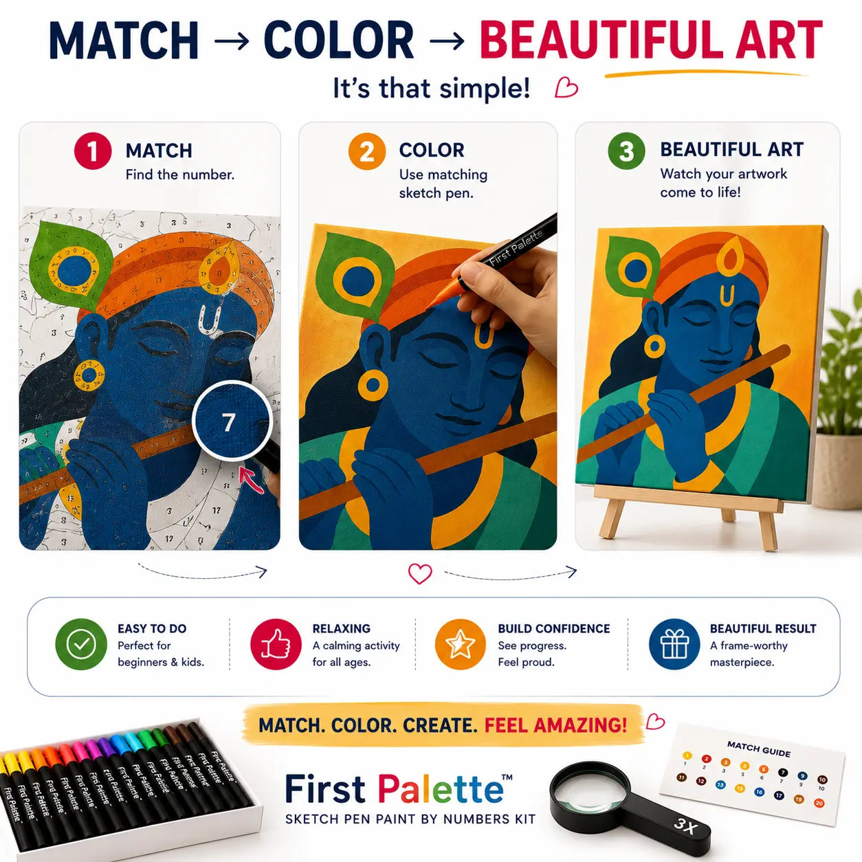 First Palette™ Flute Krishna – Family Paint by Numbers Kit