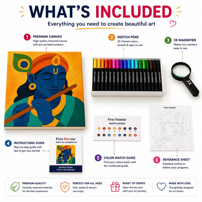 First Palette™ Flute Krishna – Family Paint by Numbers Kit
