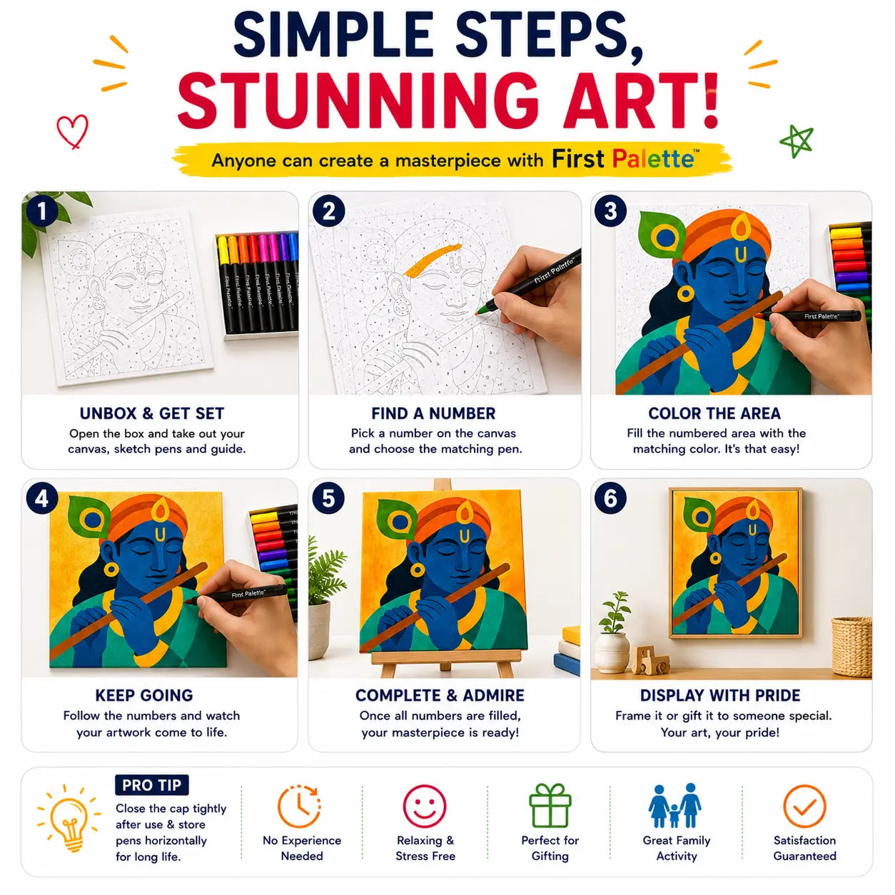 First Palette™ Flute Krishna – Family Paint by Numbers Kit