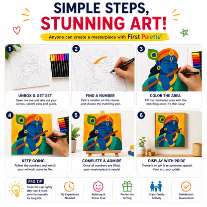 First Palette™ Flute Krishna – Family Paint by Numbers Kit