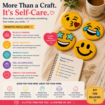 First Stitch™ Emoji Edition – Punch Needle Kit for Kids & Teens