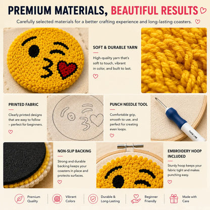 First Stitch™ Emoji Edition – Punch Needle Kit for Kids & Teens