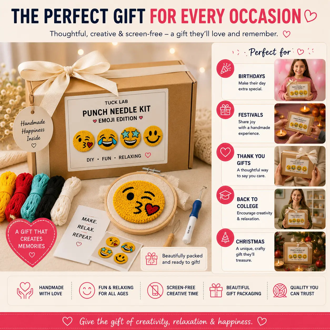 First Stitch™ Emoji Edition – Punch Needle Kit for Kids & Teens