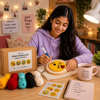 First Stitch™ Emoji Edition – Punch Needle Kit for Kids & Teens