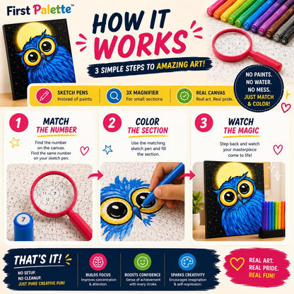 First Palette Owl Edition™ – Paint by Numbers Kit for Kids & Teens - ToyBag