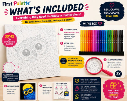 First Palette Owl Edition™ – Paint by Numbers Kit for Kids & Teens - ToyBag