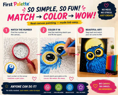 First Palette Owl Edition™ – Paint by Numbers Kit for Kids & Teens - ToyBag
