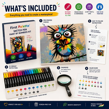 First Palette™ Shocking Bird – Family Paint by Numbers Kit - ToyBag