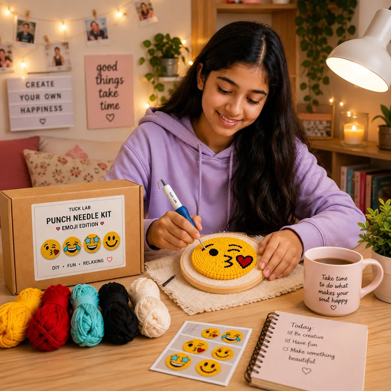 First Stitch™ Emoji Edition – Punch Needle Kit for Kids & Teens - ToyBag