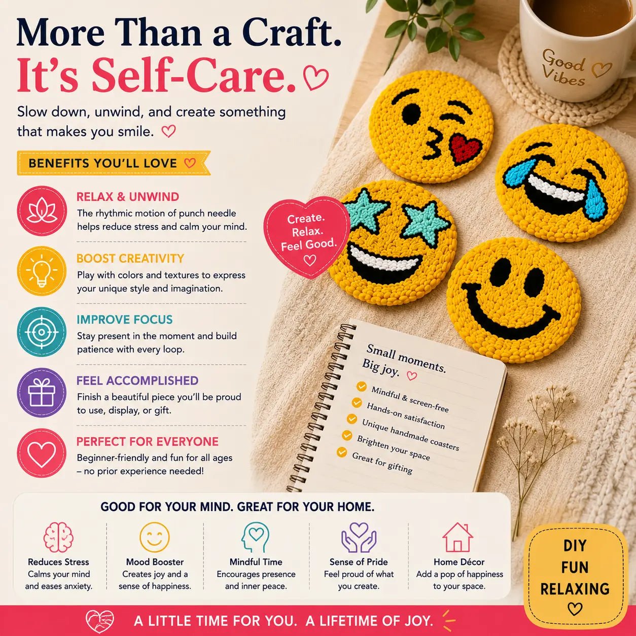 First Stitch™ Emoji Edition – Punch Needle Kit for Kids & Teens - ToyBag