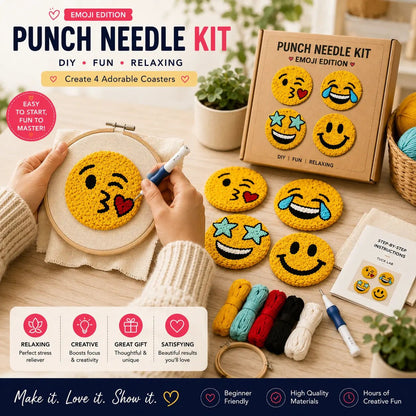 First Stitch™ Emoji Edition – Punch Needle Kit for Kids & Teens - ToyBag