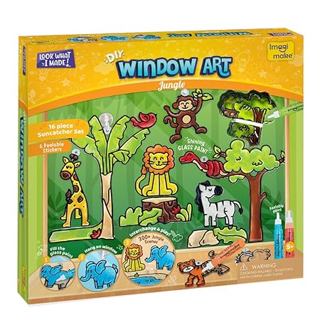Imagimake Window Art Jungle|Glass Painting Kit - ToyBag
