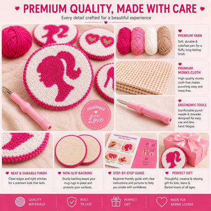 Pink Dream™ Mug Rug Kit – Punch Needle Coaster Craft for Teens - ToyBag