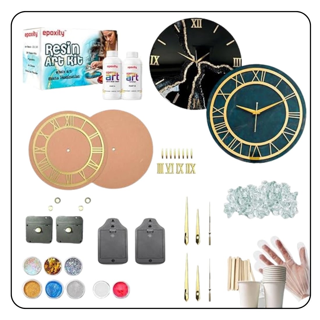 Premium Quality Clock Making Resin Art For Kids & Adults - ToyBag